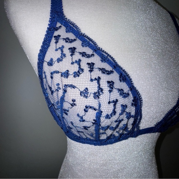 NWT Savage X Fenty Blue lace bra 32C - Picture 4 of 10